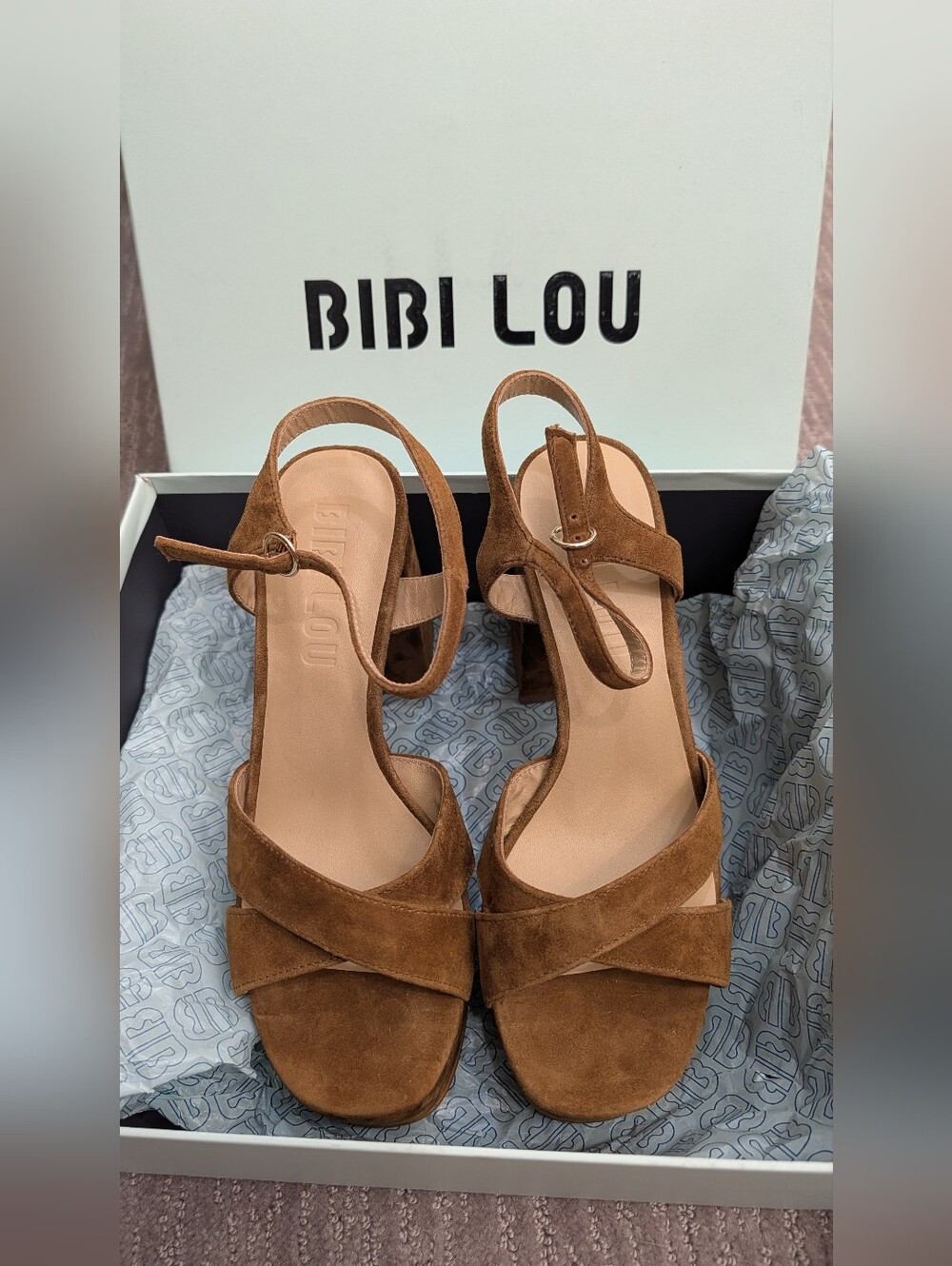 Bibi Lou Platform Sandals, Cedar Sz 9 New In Box - Picture 5 of 6